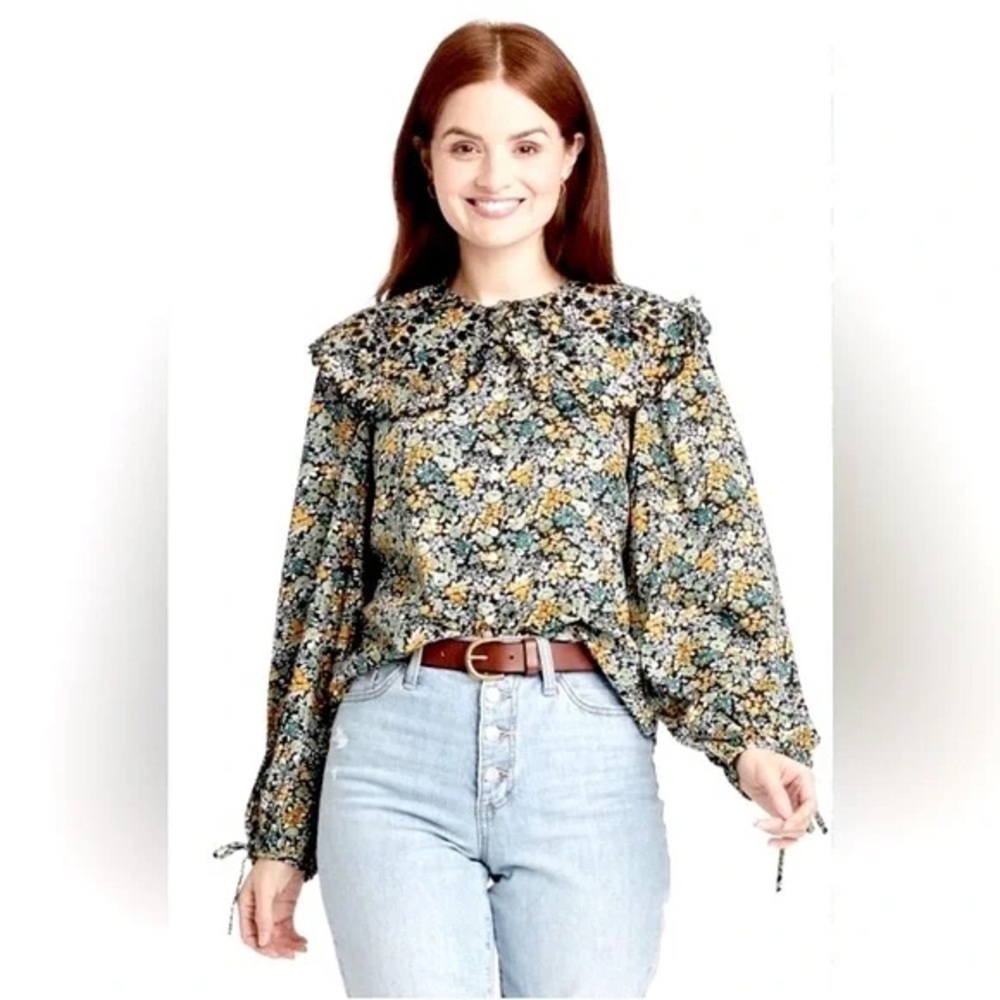 Universal Thread Floral Button Down Embroidered P… - image 1